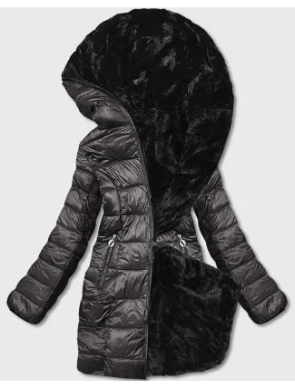 Hnědá oboustranná dámská bunda - kožíšek (b8053-101) Hnědá oboustranná dámská bunda - kožíšek (b8053-101)