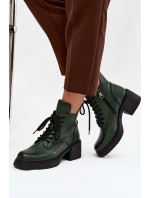 Dámské kožené kotníkové boty na klínu s vyhříváním Vinceza 39950 tmavě zelené