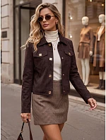 Dámská semišová bunda s drukami, vínová, FashionStreet TY5878 Dámská semišová bunda s drukami, vínová, FashionStreet TY5878