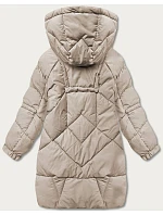 Dámská péřová bunda s ozdobnými pásky camel (AG2-J85) Dámská péřová bunda s ozdobnými pásky camel (AG2-J85)