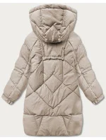 Dámská péřová bunda ve velbloudí barvě s ozdobnými páskami (AG2-J85) Dámská péřová bunda ve velbloudí barvě s ozdobnými páskami (AG2-J85)