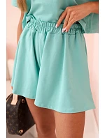Dámský bavlněný komplet se širokými šortkami mentolový