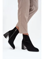 Dámské kotníkové boty Vinceza na sloupku s tlačeným vzorem – černé