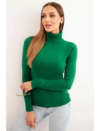 Dámský svetr z viskózy s rolákem a dlouhým rukávem zelený