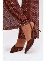 Kožené sandály s pletením na jehle hnědé Hanelis