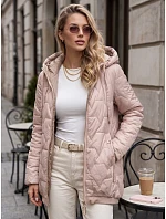 Dámská prošívaná bunda s kapucí, růžová, FashionStreet TY5804