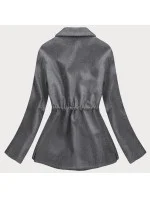 Volný krátký dámský kabát v grafitové barvě (2727) Volný krátký dámský kabát v grafitové barvě (2727)