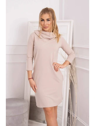 Šaty s kapucí a kapsami béžové