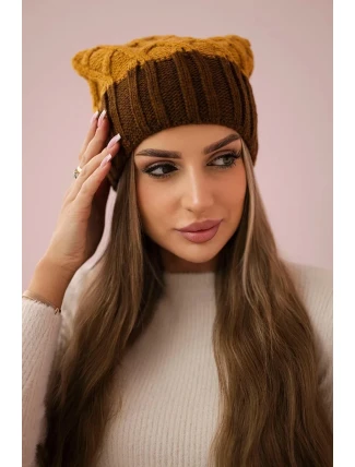 Milano fleecová čepice K203 mustard melange+brown Milano fleecová čepice K203 mustard melange+brown