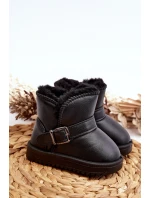 Dětské ekologické kožené sněhule s popruhem černé Orinor