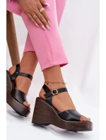 Dámské sandály na platformě Eko kůže Černé Parilisse