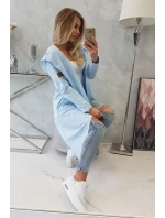 Dlouhý kabát s kapucí modrý