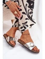 Dámské Pantofle Na Korek Platformě S Přezkou Stříbrné Vianara