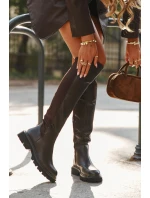 Vklouzávací dámské kozačky z ekokůže čokoládové Sylvina