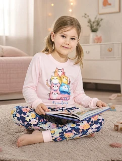 Pyžamo Cornette Kids Girl 594/210 Friendship, délka rukávů 86–128
