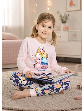 Pyžamo Cornette Kids Girl 594/210 Friendship, délka rukávů 86–128 Pyžamo Cornette Kids Girl 594/210 Friendship, délka rukávů 86–128