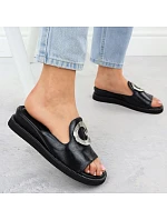 Dámské žabky na nízkém podpatku černé M.Daszynski Dámské žabky na nízkém podpatku černé M.Daszynski