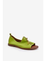 Zazoo 2660 Dámské kožené baleríny limetkové
