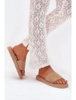 Dámské Pantofle Na Platformě Z Eko Semiše Tmavě Béžové Jorina