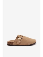 Dámské Pantofle Na Korkové Platformě Se Zlatou Přezkou Big Star SS274738 Béžové