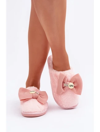 Dámské Pantofle S Kožešinou A Mašlí Růžové Olfedi