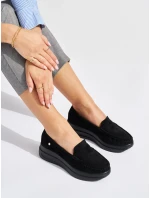 Luxusní dámské mokasíny černé na klínku Luxusní dámské mokasíny černé na klínku