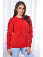 Svetr s pleteninou červený