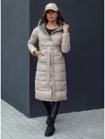 Dámský prošívaný zimní kabát s kapucí GRACE béžový FashionStreet TY4518 Dámský prošívaný zimní kabát s kapucí GRACE béžový FashionStreet TY4518