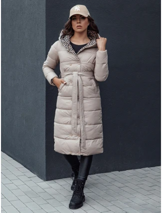 Dámský prošívaný zimní kabát s kapucí GRACE béžový FashionStreet TY4518 Dámský prošívaný zimní kabát s kapucí GRACE béžový FashionStreet TY4518