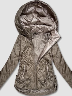 Béžová lehká dámská plus size bunda s kapucí S'West (B8558-12)