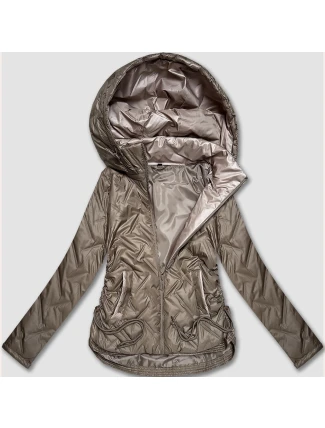 Béžová lehká dámská plus size bunda s kapucí S'West (B8558-12)