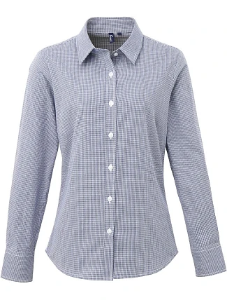 Premier PR 320 Popelínová kostkovaná halenka s dl. rukávem 39.0320 navy/white