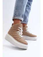 Zazoo 3392/X Dámské Kožené Sportovní Boty na Platformě Beige