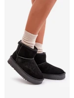 Dámské semišové zimní boty na platformě nad kotníky černé Rianaella
