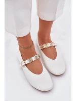 Dámské Baletky S Páskem A Zlatými Dekoracemi Bílé Firicene
