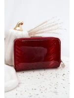 Lakovaný dámský peněženka s malými červenými detaily Luretta