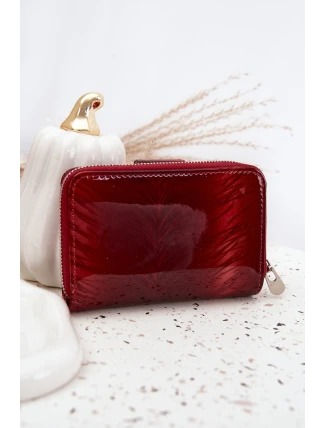 Lakovaný dámský peněženka s malými červenými detaily Luretta