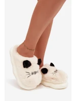 Dámské huňaté pantofle s motivem úsměvu – béžové Lexira