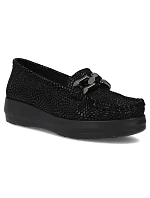 Dámské kožené mokasíny na platformě polobotky černé Filippo DP7652