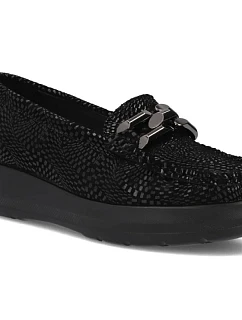 Dámské kožené mokasíny na platformě polobotky černé Filippo DP7652