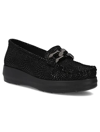 Dámské kožené mokasíny na platformě polobotky černé Filippo DP7652