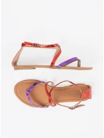 Komfortní fialové  sandály dámské bez podpatku