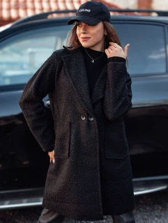 Dámský oversize dlouhý kabát BARALITE z jehněčí kůže černý FashionStreet NY0709