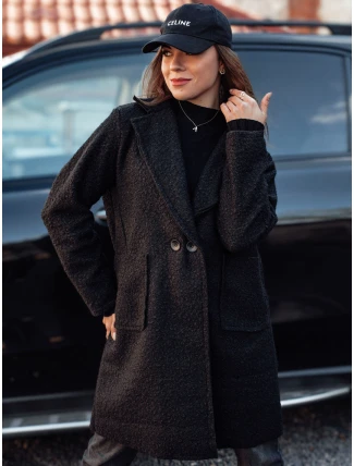 Dámský oversize dlouhý kabát BARALITE z jehněčí kůže černý FashionStreet NY0709
