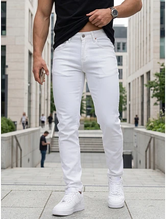 Pánské džíny slim fit ecru FashionStreet UX4500