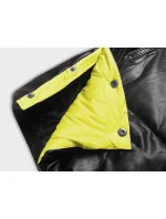 Černo-žlutá volná dámská bunda s eko kůže (ag6-21)