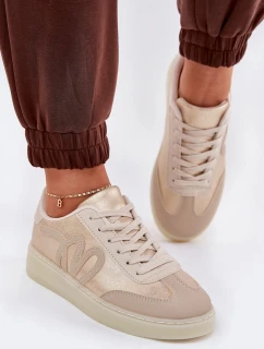 Nízké Sportovní Boty Dámské Z Eko Kůže Zlatobéžové Iladira