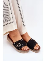 Dámské Pantofle Na Platformě S Přezkou A Hroty Černé Nusithia