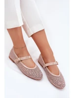 Zdobené Dámské Baletky S Páskem A Přezkou Béžové Avirae