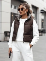 Dámská přechodná krátká prošívaná oboustranná kávová vesta LEOVELLA FashionStreet TY4648